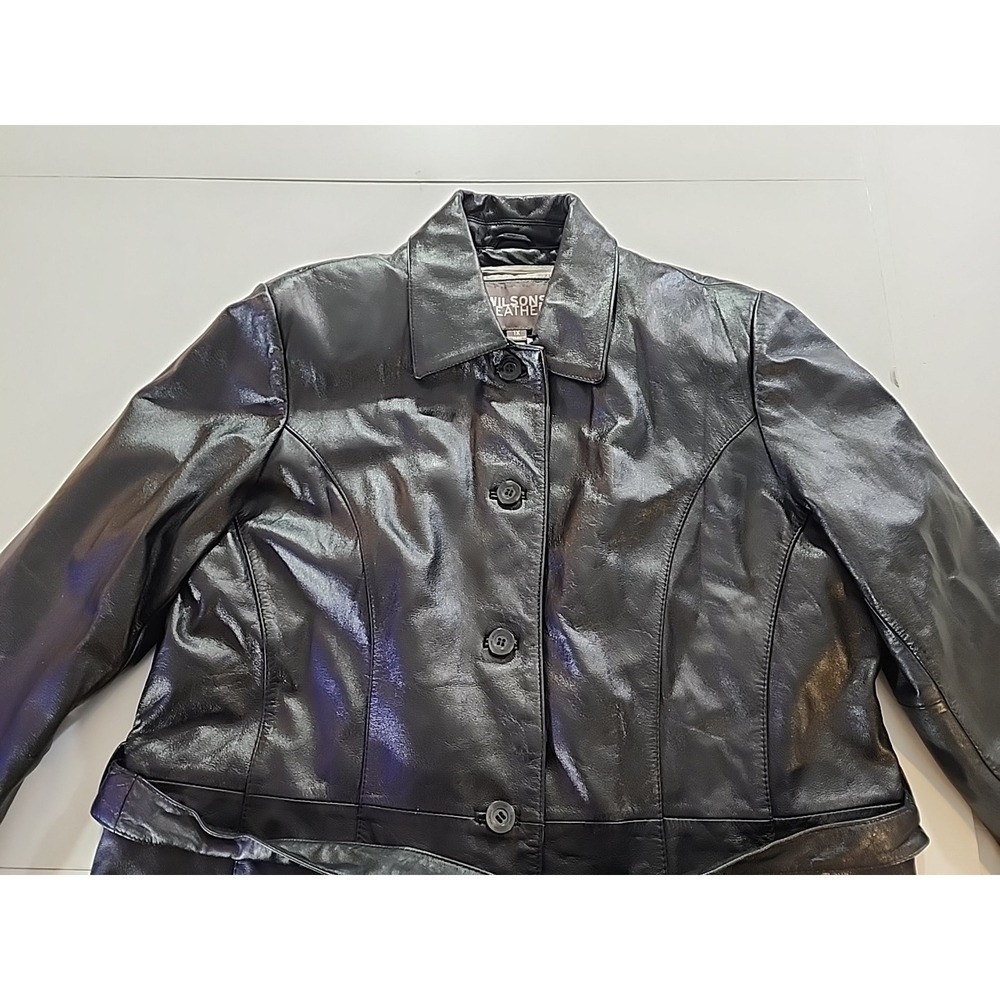 Wilsons Leather 1X Black Jacket Thinsulate Ultra Insulation 5 Button Belted Coat - Picture 6 of 10